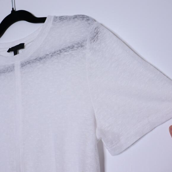 THE RANGE Linen Blend Crew Neck Tee White Asymmetrical Hem T-Shirt Women's S - Picture 4 of 12